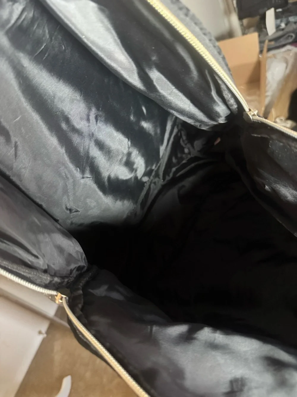 Victoria’s Secret Metallic Gold Tote with Black Trim